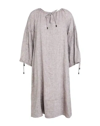 Peserico Woman Midi Dress Dark Brown Size 2 Linen