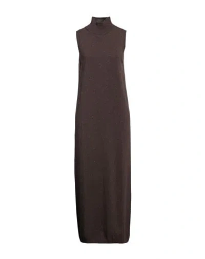 Peserico Woman Midi Dress Dark Brown Size 2 Virgin Wool, Silk, Viscose, Cashmere, Polyester