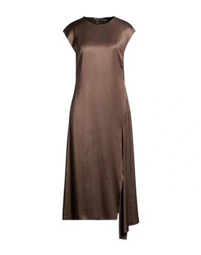 Peserico Woman Midi Dress Dark Brown Size 6 Viscose