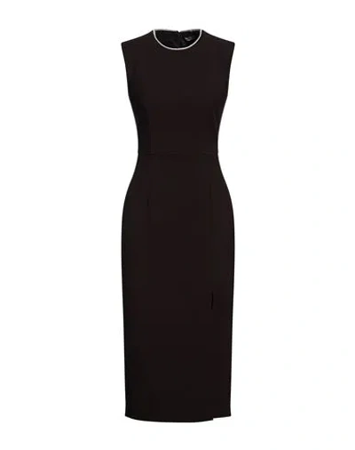 Peserico Woman Midi Dress Dark Brown Size 6 Polyester, Viscose, Cotton, Elastane