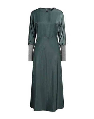Peserico Woman Midi Dress Dark Green Size 12 Viscose, Polyester, Virgin Wool