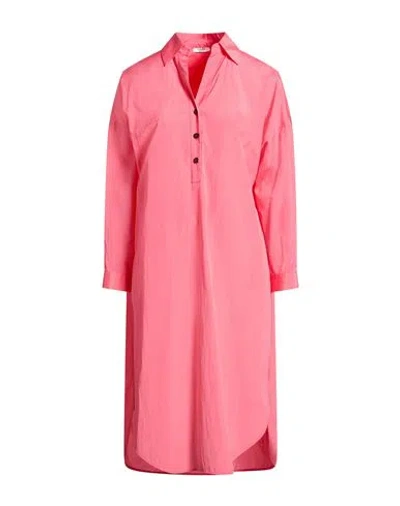 Peserico Woman Midi Dress Fuchsia Size 12 Cotton, Polyester In Pink