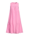 Peserico Woman Midi Dress Fuchsia Size 6 Cotton, Polyester In Pink