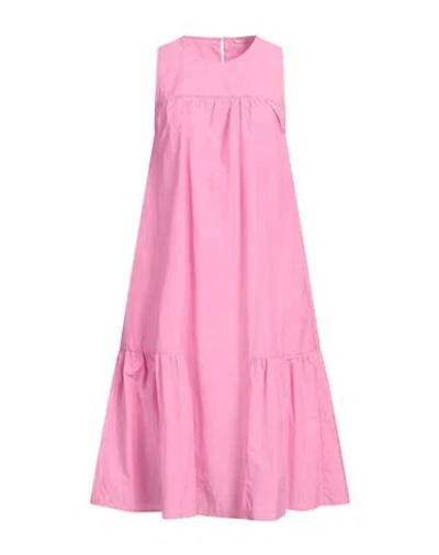 Peserico Woman Midi Dress Fuchsia Size 6 Cotton, Polyester In Pink
