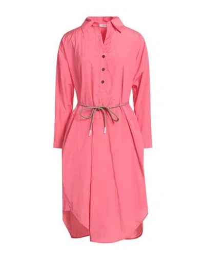 Peserico Woman Midi Dress Fuchsia Size 6 Cotton, Polyester In Pink