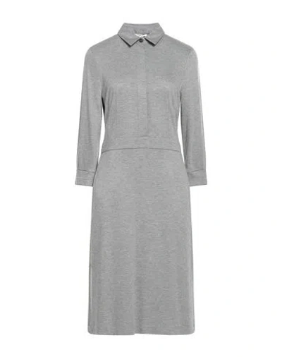 Peserico Woman Midi Dress Grey Size 10 Viscose, Virgin Wool, Elastane