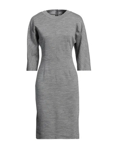 Peserico Woman Midi Dress Grey Size 8 Virgin Wool, Cotton, Polyamide