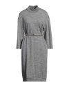 Peserico Woman Midi Dress Light Grey Size 6 Virgin Wool, Cotton, Polyamide In Grey