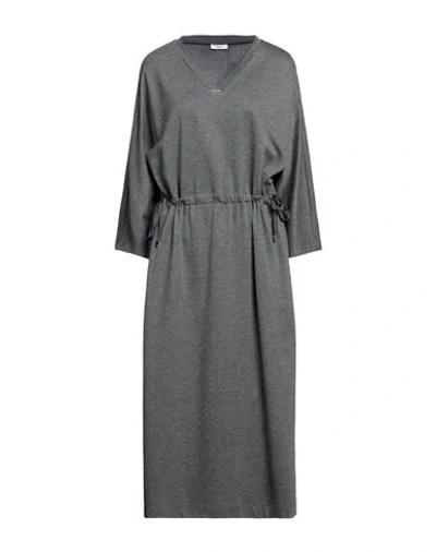 Peserico Woman Midi Dress Grey Size 14 Viscose, Virgin Wool, Elastane, Silk