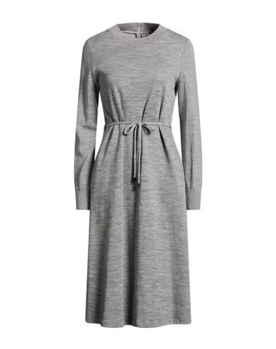 Peserico Woman Midi Dress Grey Size 6 Virgin Wool, Cotton, Elastane In Gray