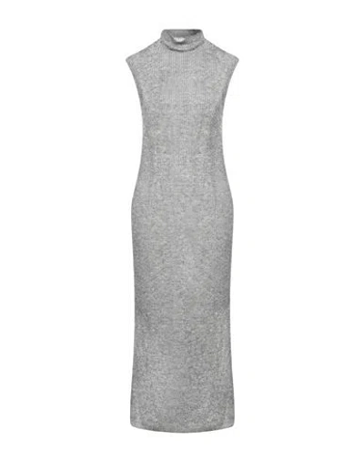 Peserico Woman Midi Dress Grey Size 6 Baby Alpaca Wool, Nylon, Virgin Wool, Viscose, Metallic Fiber