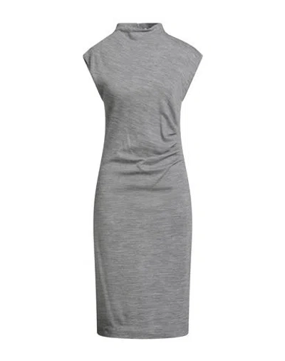 Peserico Woman Midi Dress Grey Size 8 Virgin Wool, Cotton, Polyamide In Gray