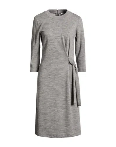 Peserico Woman Midi Dress Grey Size 8 Virgin Wool, Cotton, Polyamide In Gray
