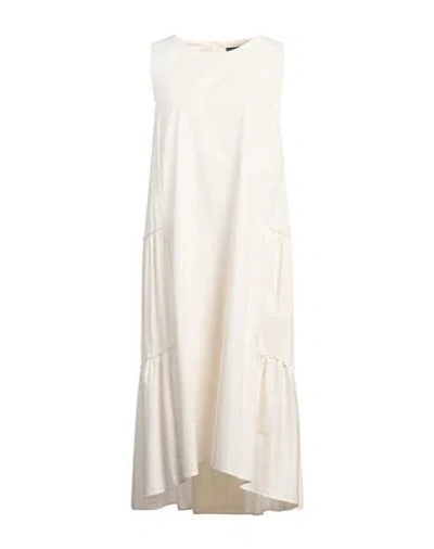 Peserico Woman Midi Dress Ivory Size 14 Cotton, Elastane In White