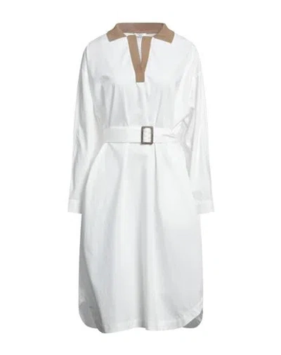 Peserico Woman Midi Dress Ivory Size 14 Cotton, Polyester, Elastane In White