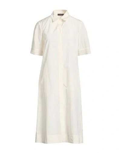 Peserico Woman Midi Dress Ivory Size 4 Cotton, Polyester In Animal Print