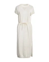 Peserico Woman Midi Dress Ivory Size 4 Metallic Fiber, Linen, Cotton In White
