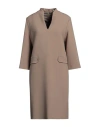 PESERICO PESERICO WOMAN MIDI DRESS KHAKI SIZE 10 POLYESTER, VISCOSE, COTTON, ELASTANE, SILK