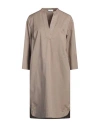 Peserico Woman Midi Dress Khaki Size 12 Cotton, Elastane In Beige