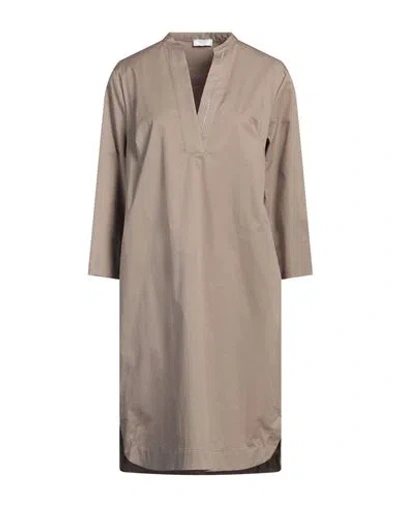 Peserico Woman Midi Dress Khaki Size 12 Cotton, Elastane In Beige