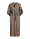 Peserico Woman Midi Dress Khaki Size 6 Cotton, Elastane In Beige