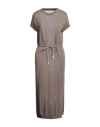 Peserico Woman Midi Dress Khaki Size 4 Metallic Fiber, Linen, Cotton In Beige