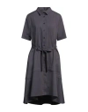 Peserico Woman Midi Dress Lead Size 12 Cotton, Polyester, Elastane In Grey