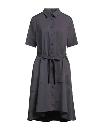Peserico Woman Midi Dress Lead Size 12 Cotton, Polyester, Elastane In Grey