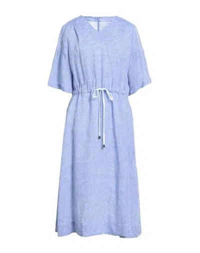 Peserico Woman Midi Dress Light Blue Size 0 Linen, Cotton