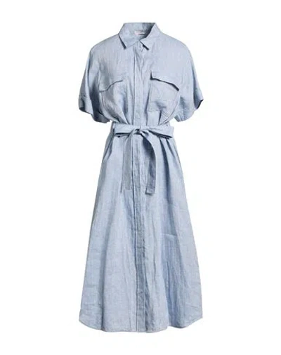 Peserico Woman Midi Dress Light Blue Size 10 Linen