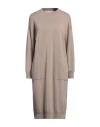 Peserico Woman Midi Dress Light Brown Size 4 Virgin Wool, Silk, Cashmere, Metallic Fiber In Beige