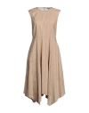 Peserico Woman Midi Dress Light Brown Size 6 Cotton, Elastane In Beige