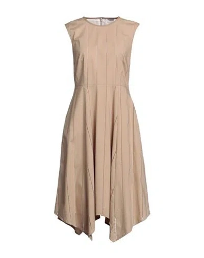 Peserico Woman Midi Dress Light Brown Size 6 Cotton, Elastane In Beige