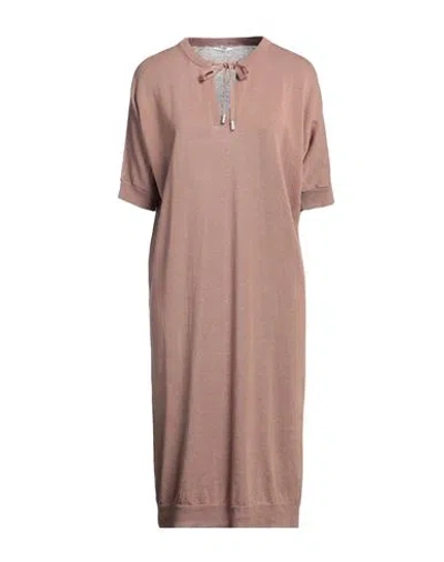 Peserico Woman Midi Dress Light Brown Size 6 Linen, Cotton