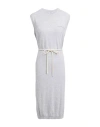 Peserico Woman Midi Dress Light Grey Size 4 Cotton In Grey