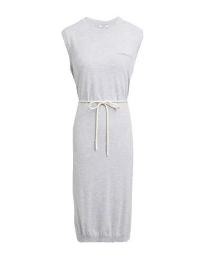 Peserico Woman Midi Dress Light Grey Size 4 Cotton