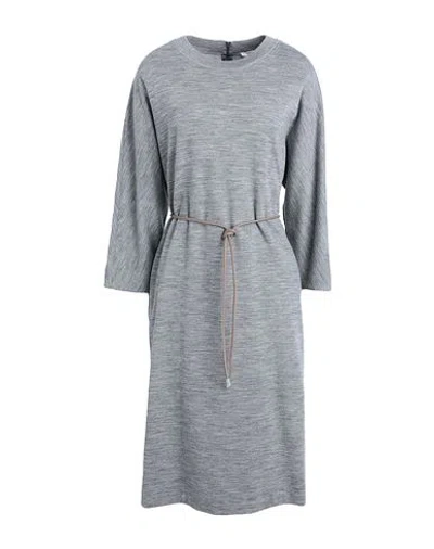 Peserico Woman Midi Dress Light Grey Size 6 Virgin Wool, Cotton, Polyamide