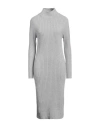 Peserico Woman Midi Dress Light Grey Size 8 Wool, Cashmere, Polyester In Grey