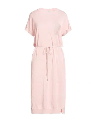 Peserico Woman Midi Dress Light Pink Size 6 Metallic Fiber, Linen, Cotton