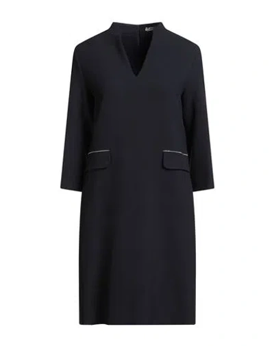 Peserico Woman Midi Dress Midnight Blue Size 10 Polyester, Viscose, Cotton, Elastane, Silk In Black