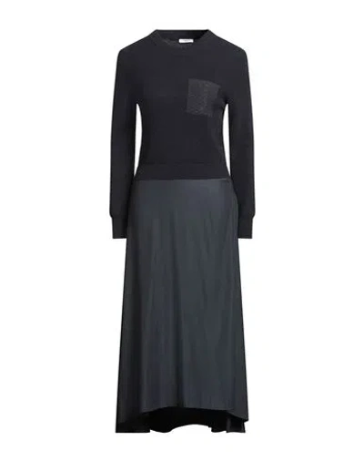 Peserico Woman Midi Dress Midnight Blue Size 12 Metallic Fiber, Viscose, Wool, Elastane, Virgin Wool