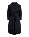 Peserico Woman Midi Dress Midnight Blue Size 14 Cotton, Elastane