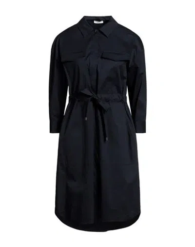 Peserico Woman Midi Dress Midnight Blue Size 14 Cotton, Elastane
