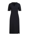 Peserico Woman Midi Dress Midnight Blue Size 14 Polyester, Viscose, Cotton, Elastane In Black