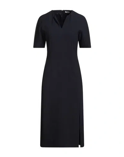Peserico Woman Midi Dress Midnight Blue Size 14 Polyester, Viscose, Cotton, Elastane In Black