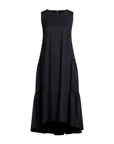 Peserico Woman Midi Dress Midnight Blue Size 4 Cotton, Elastane In Black