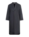 Peserico Woman Midi Dress Midnight Blue Size 4 Cotton, Elastane