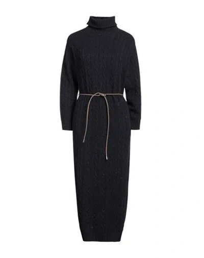 Peserico Woman Midi Dress Midnight Blue Size 4 Virgin Wool, Silk, Viscose, Cashmere, Polyester
