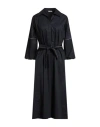 Peserico Woman Midi Dress Midnight Blue Size 6 Cotton, Elastane In Black
