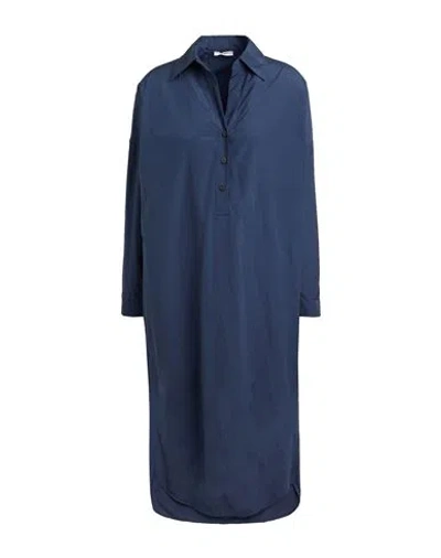Peserico Woman Midi Dress Midnight Blue Size 8 Cotton, Polyester